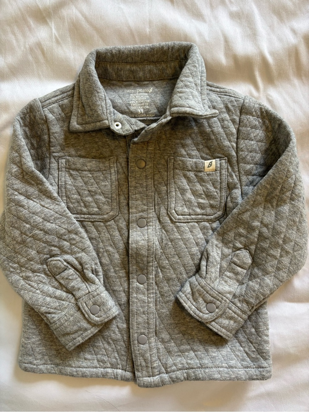 Easy Peasy Quilted Snap-Front Jacket in Gray